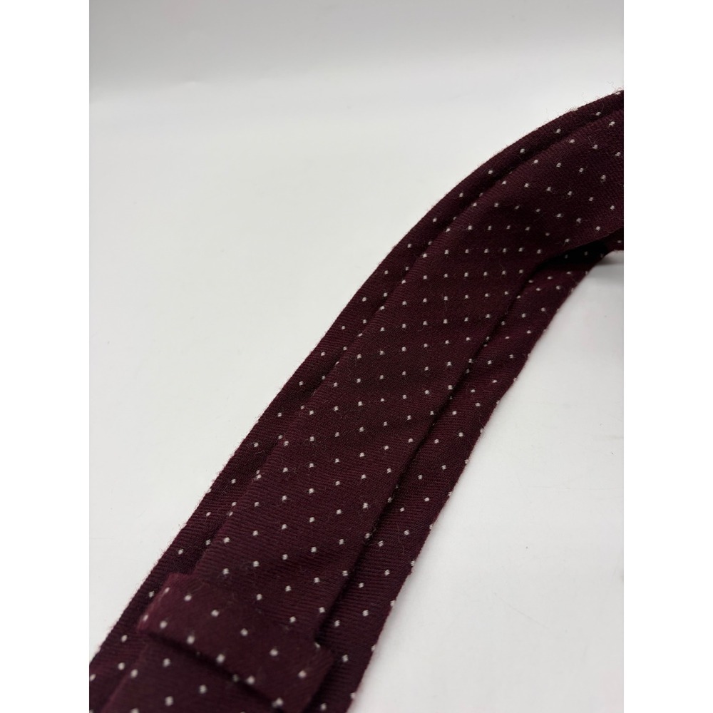 Bonobos Tie Mens OS Burgundy Micro Dot Wool Silk Blend Handmade USA Slim Classic - Picture 6 of 6